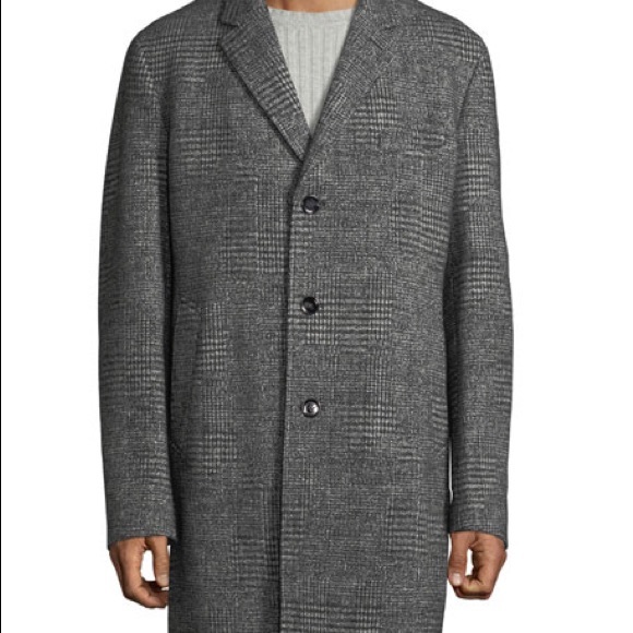 Boss Men's Block Plaid Wool Top Coat - 42 Regular - Picture 7 of 12